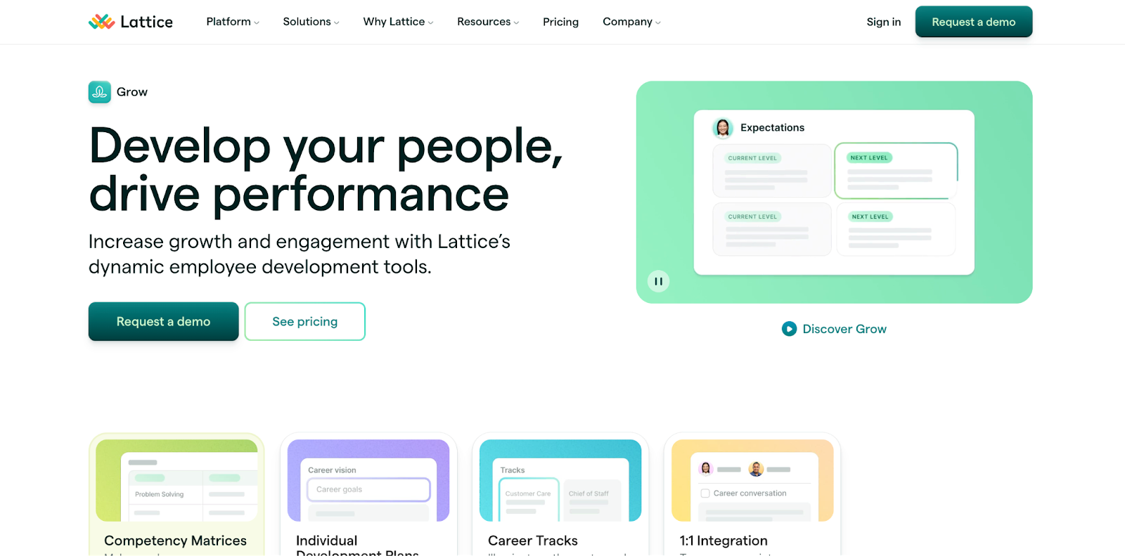 Lattice's Grow landing page