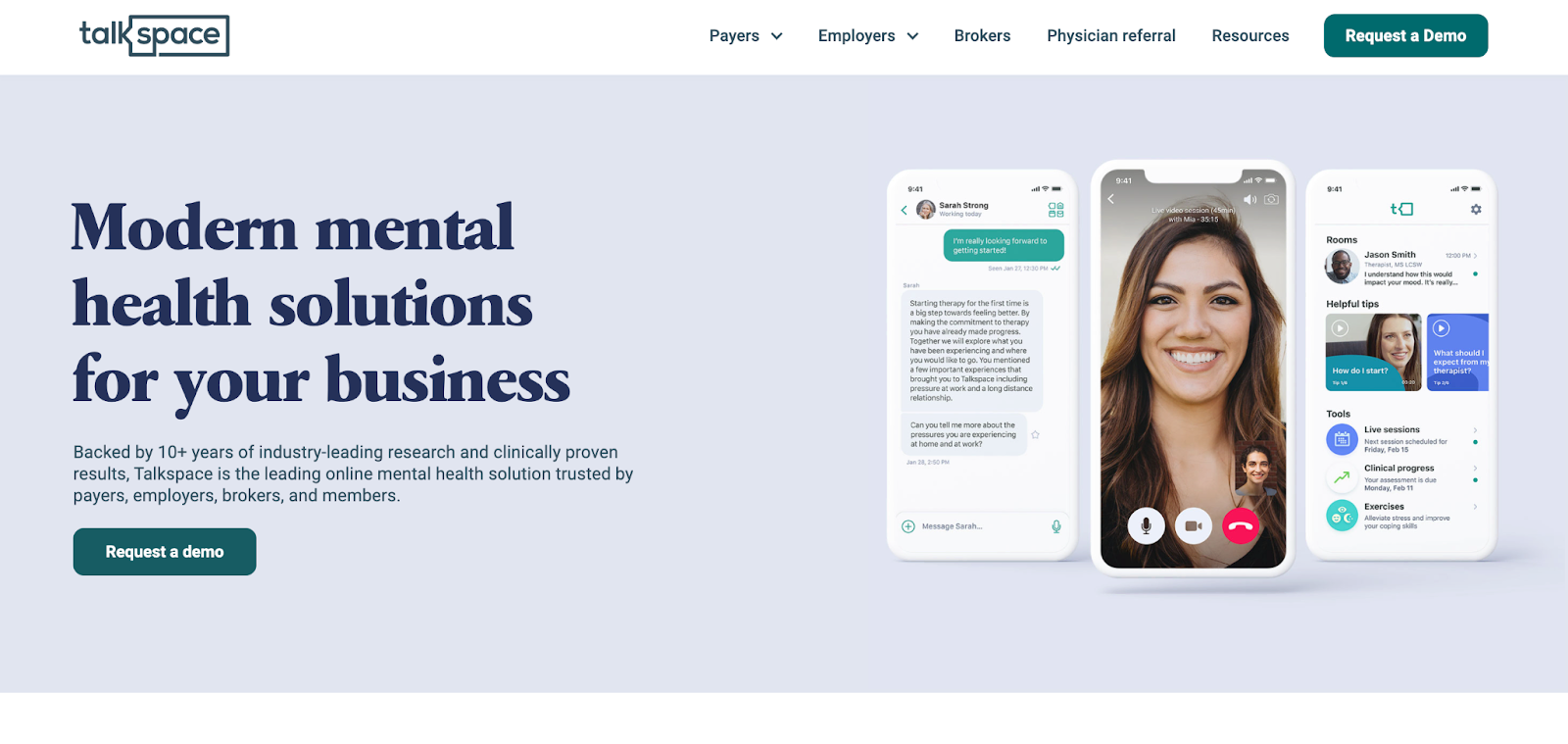 Talkspace's business landing page