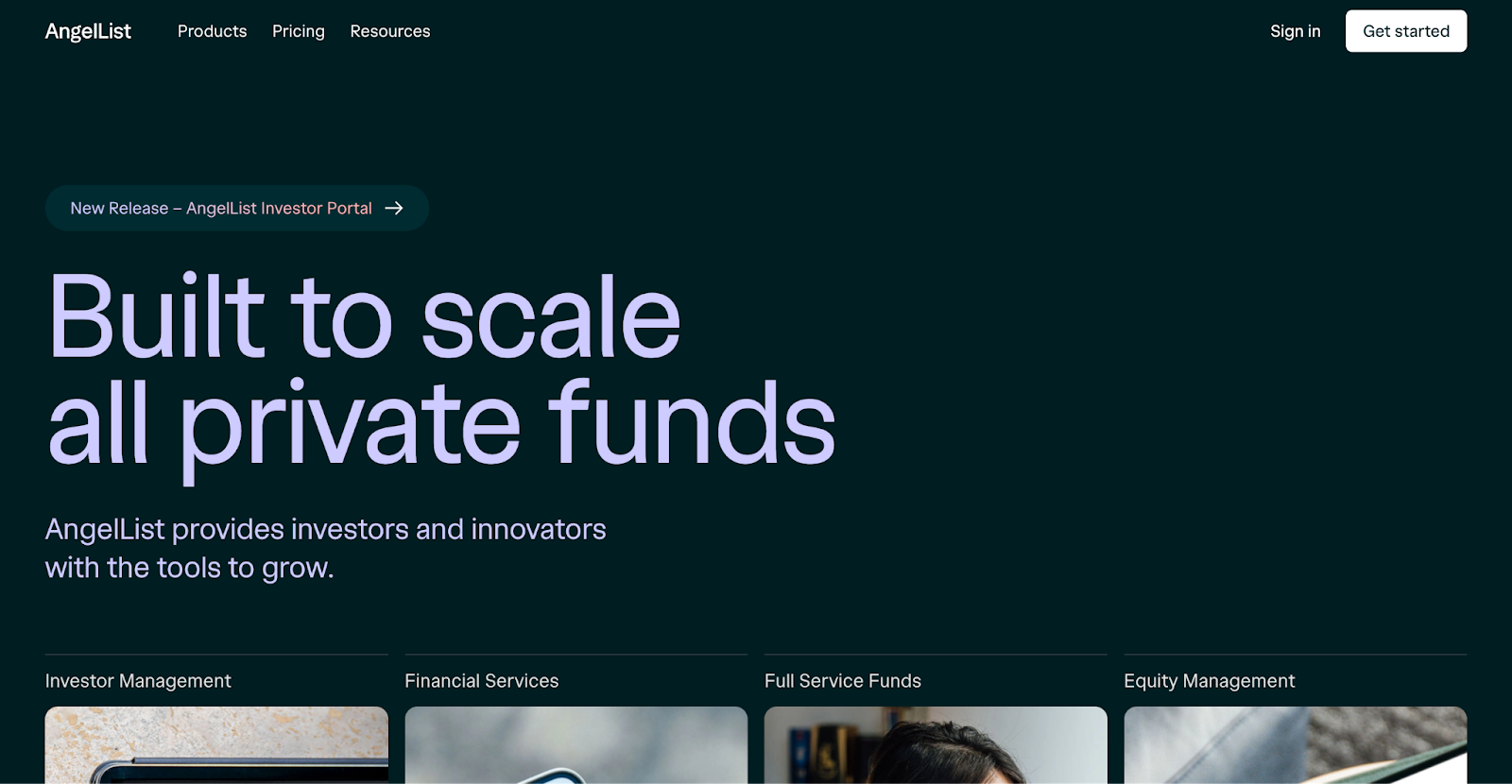 AngelList's homepage screenshot