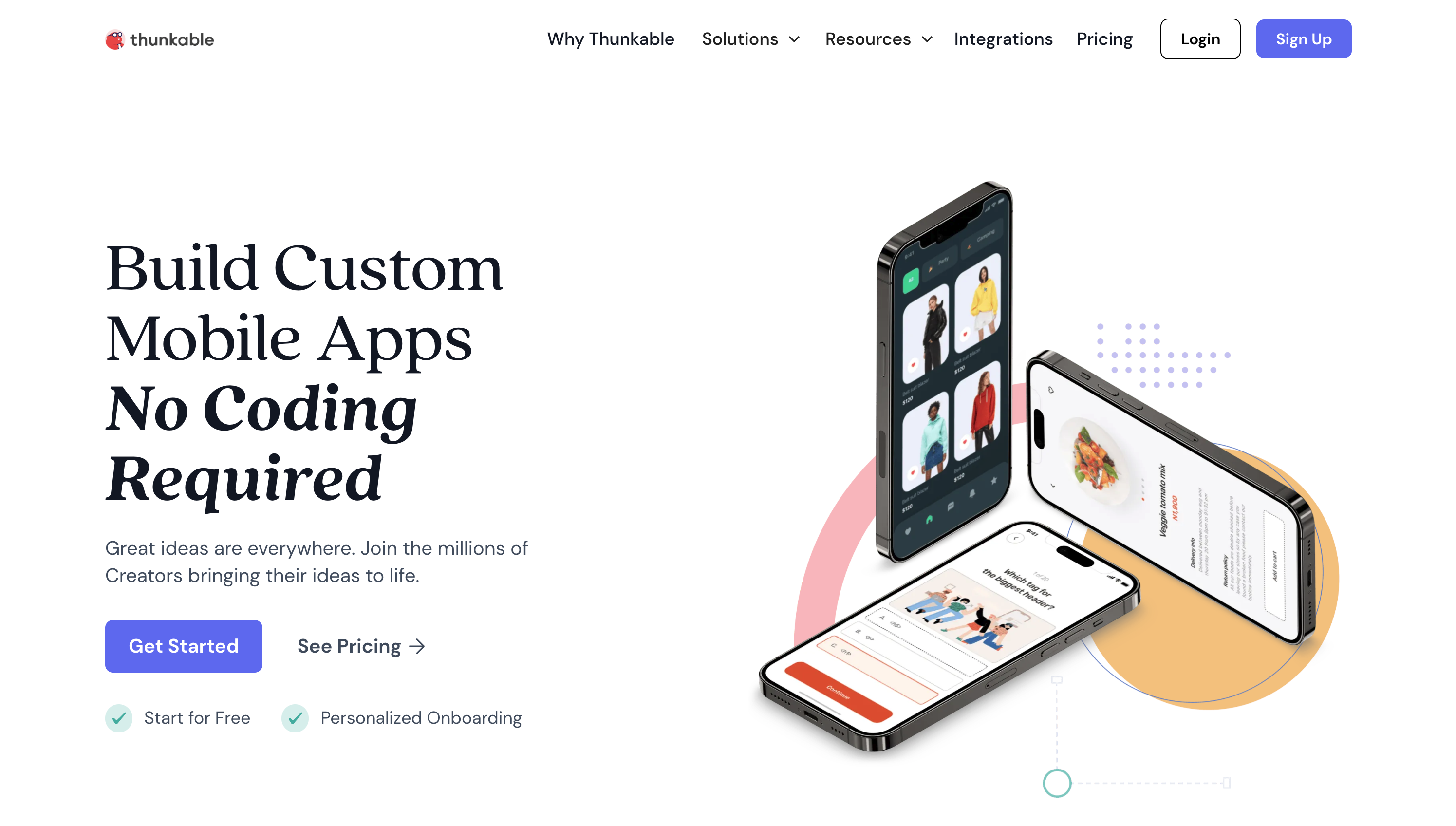 Thunkable's homepage