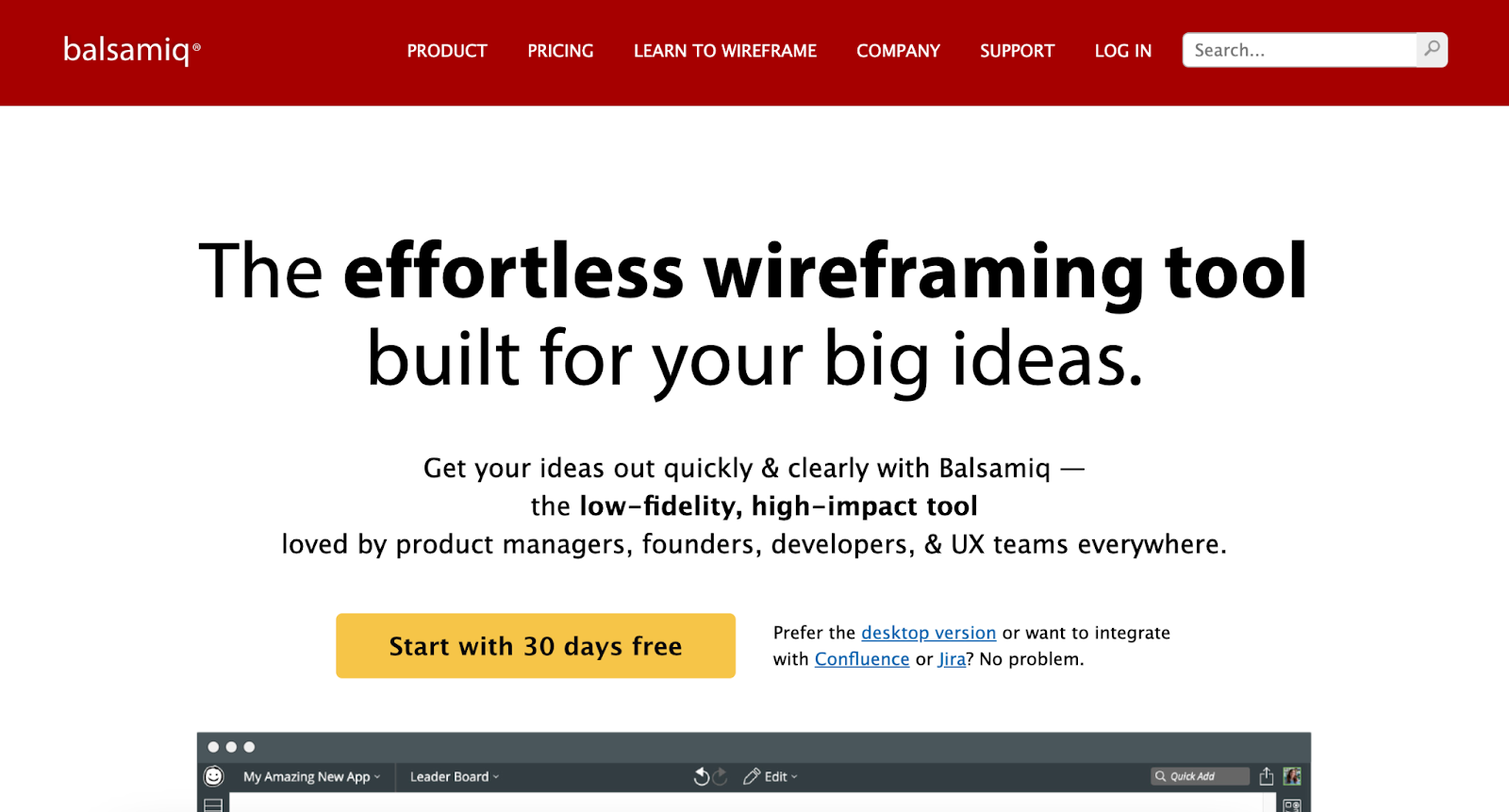 Balsamiq homepage