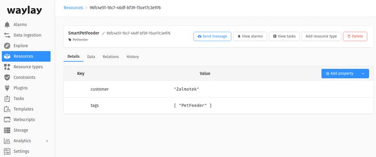 Creating a resource on Waylay IO