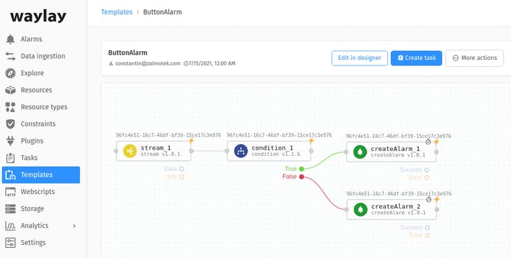 Creating an alarm on Waylay IO