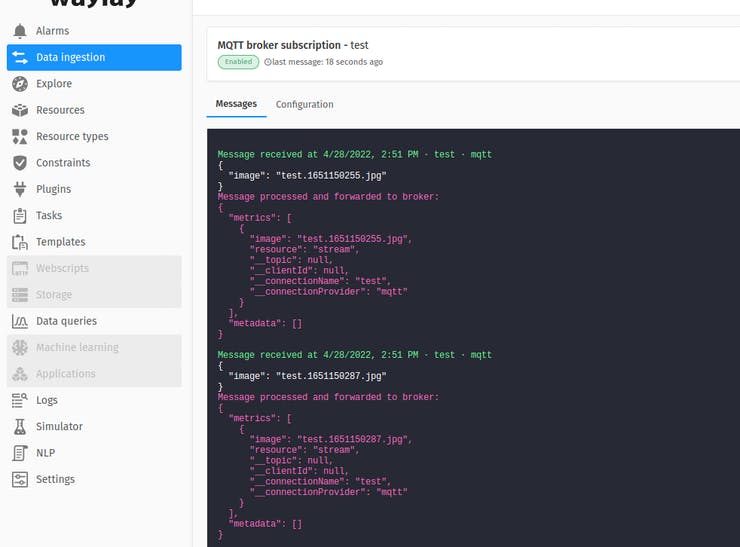 Create a data ingestion for MQTT channel