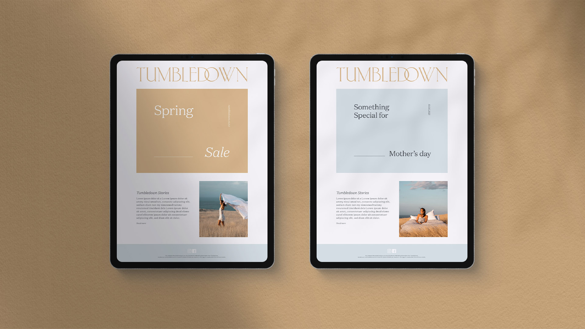 Tumbledown website design on iPad