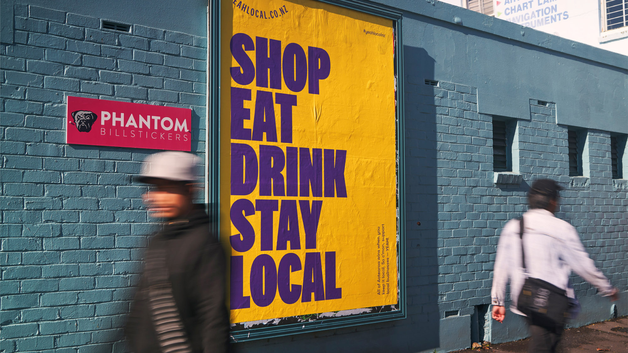 YEAH! LOCAL poster in sidewalk