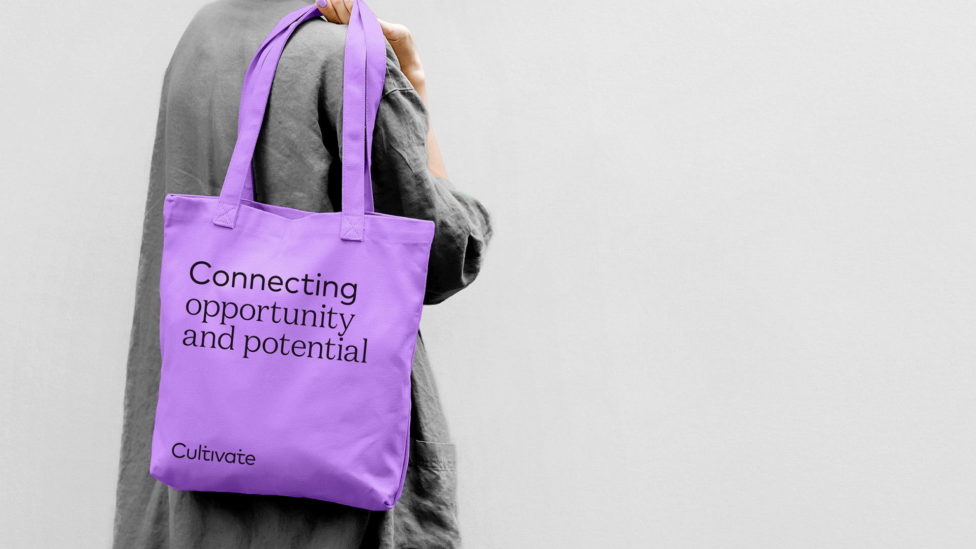 Cultivate purple tote bag design