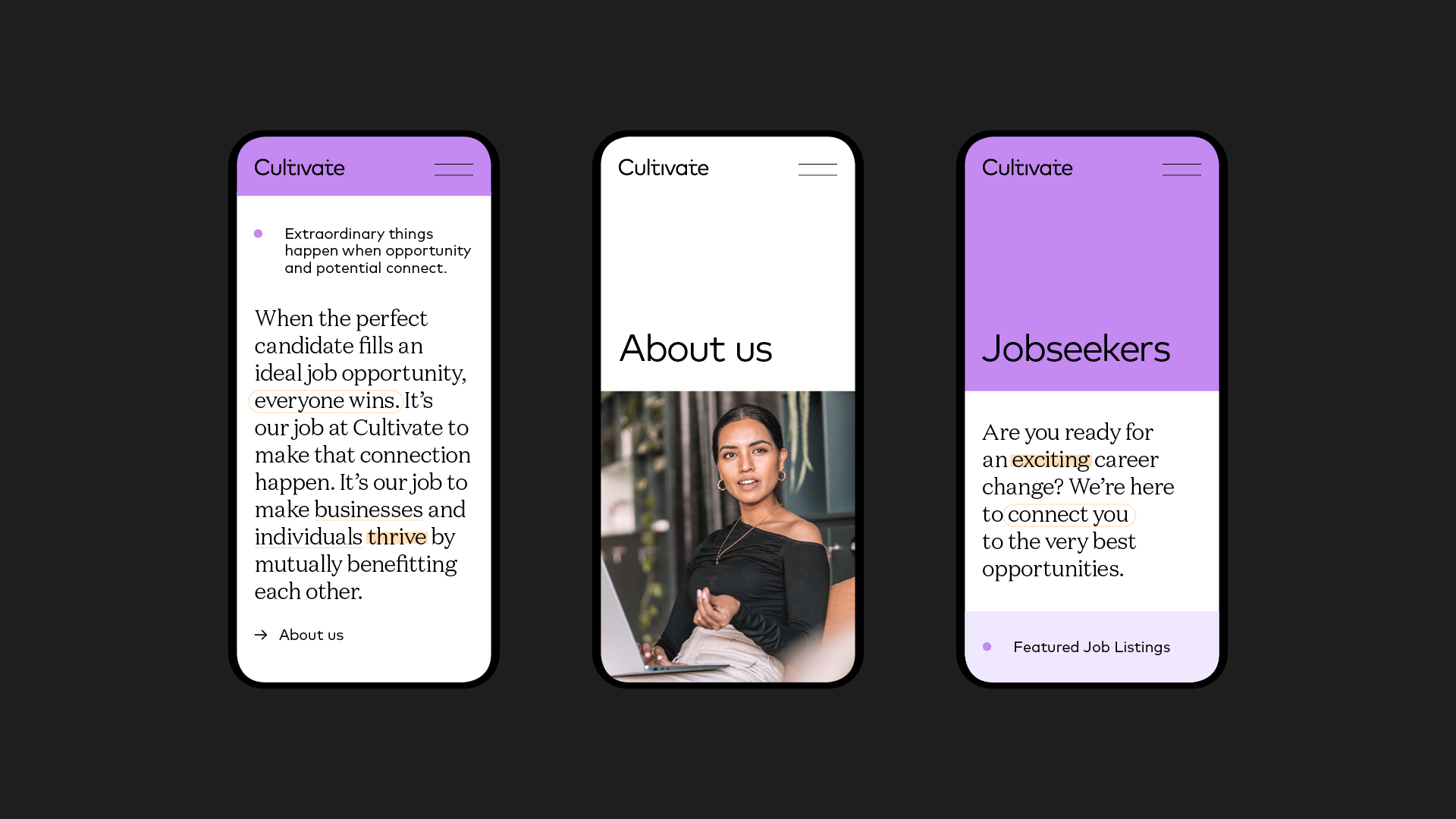Cultivate Webflow website design on mobile
