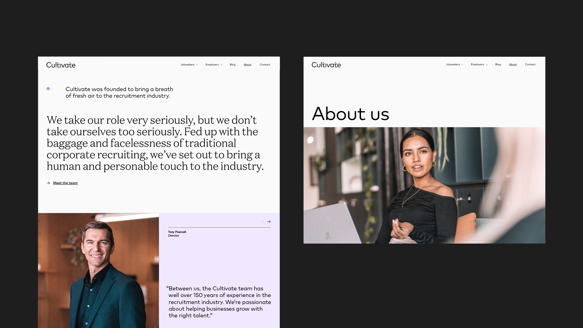 Cultivate Webflow website design on desktop