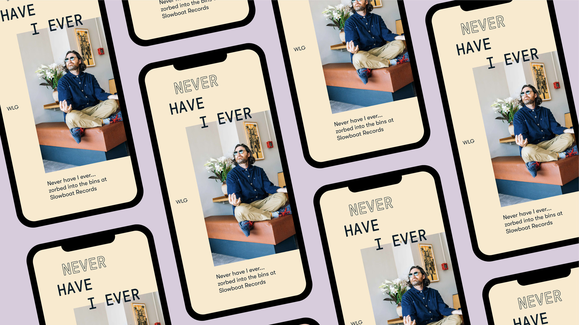 Never Have I Ever website design on mobile