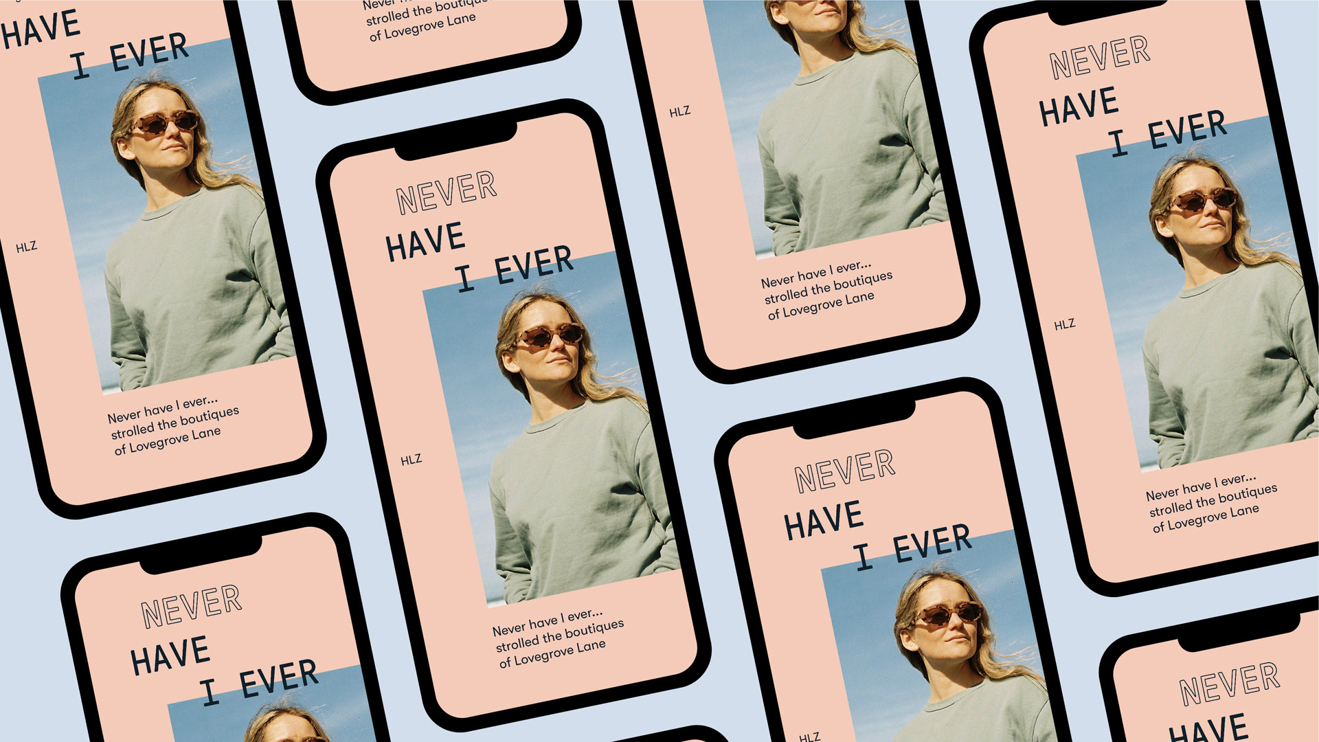 Never Have I Ever website design on mobile