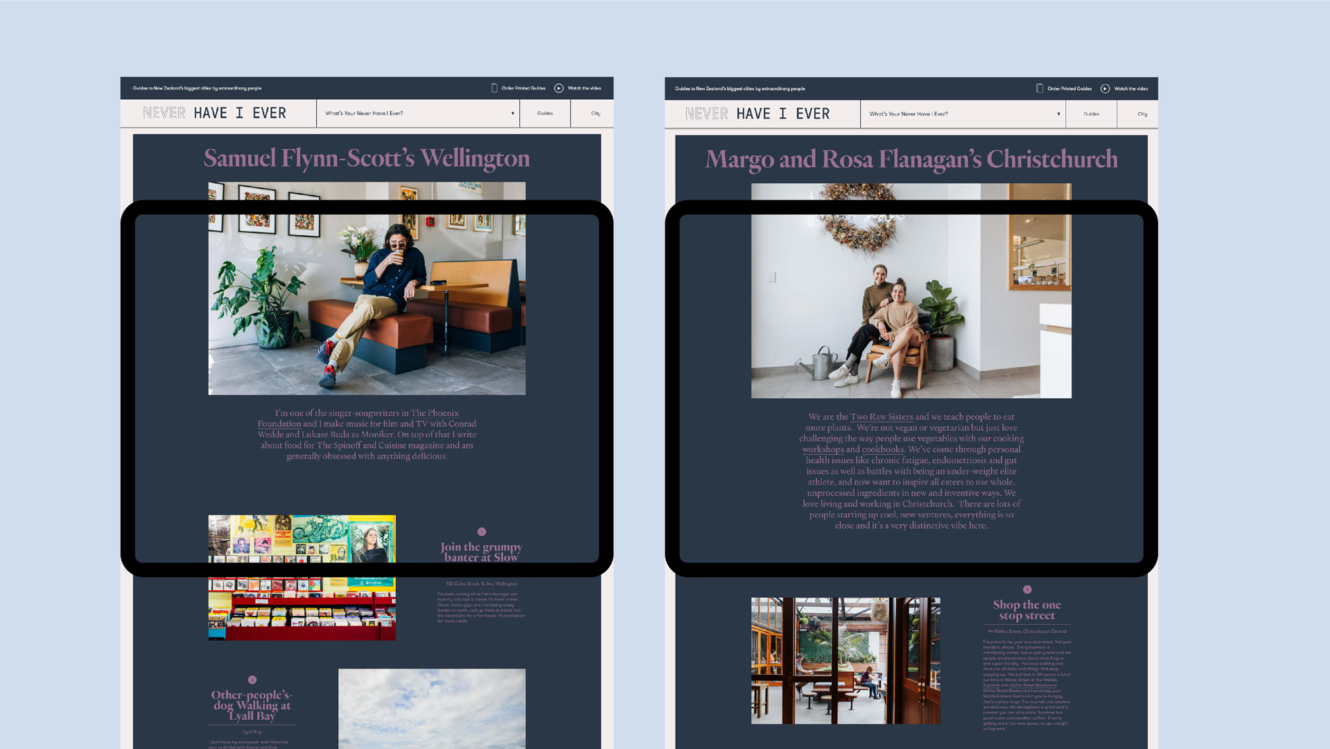 Never Have I Ever website design on desktop