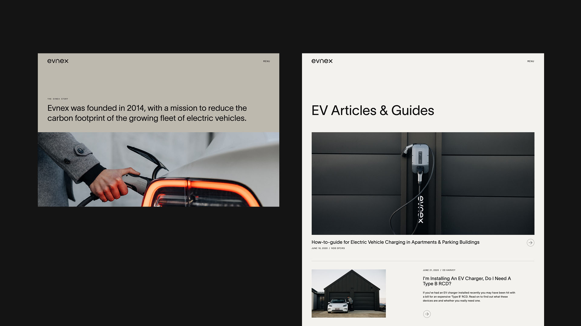 Evnex's Webflow website design