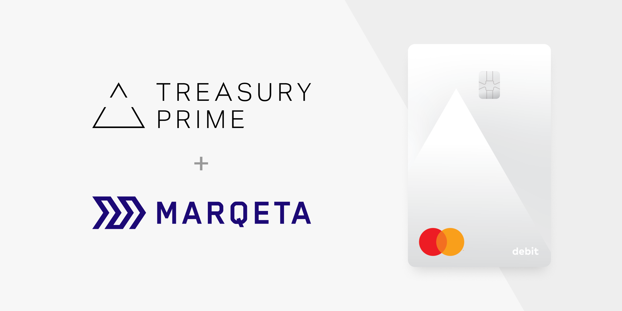 Treasury Prime & Marqeta logos with sample debit card