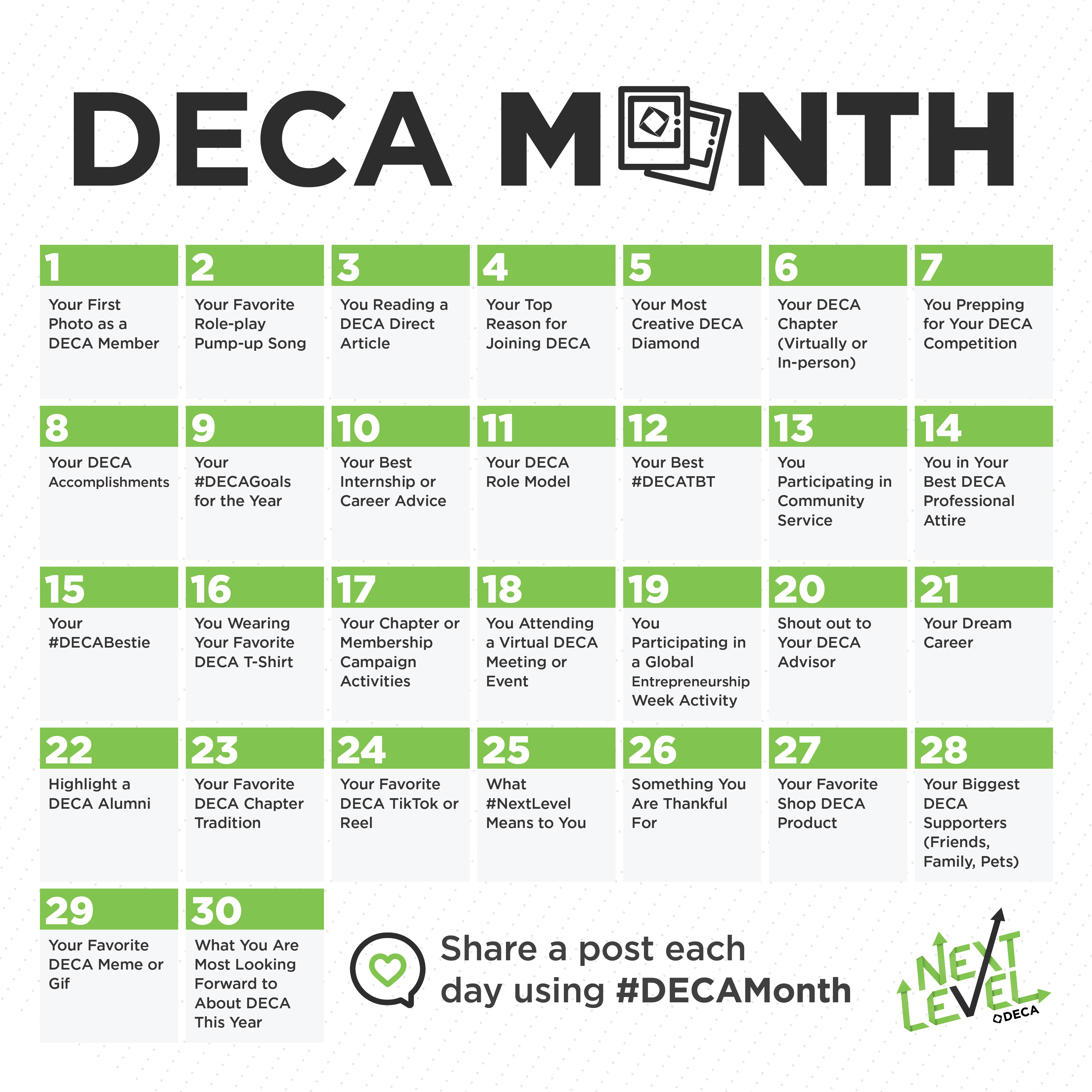 Deca Month 2020 Insta Calendar