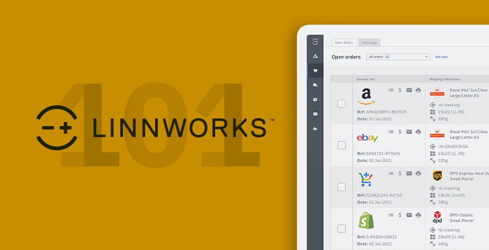 The Linnworks platform and the details for the Linnworks 101 order management event.