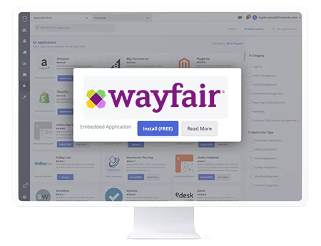 Wayfair integration tool on desktop.