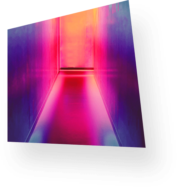 A colorful neon hallway