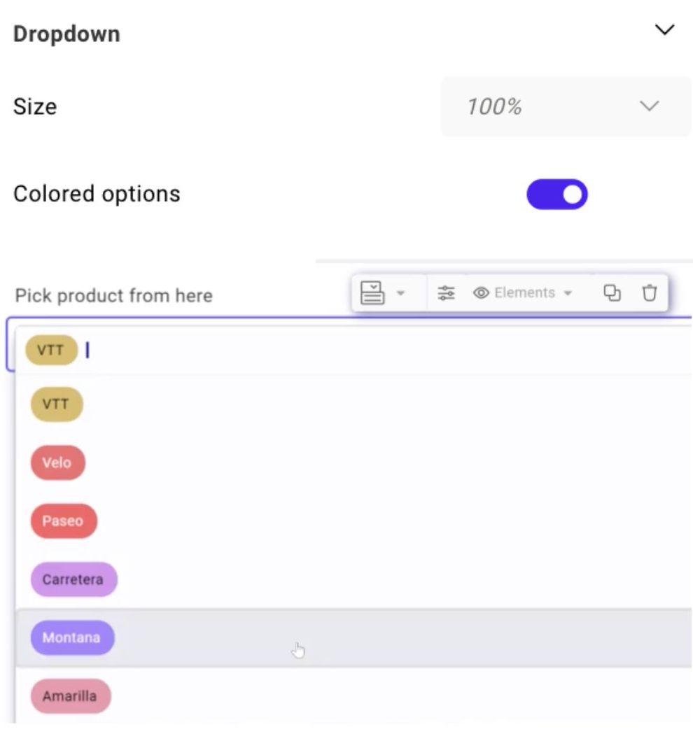 Dropdown color formatting