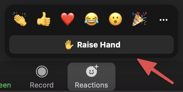 Raise Hand button in Zoom