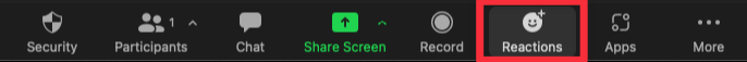 Click "Reactions" icon. The 6th option going left to right in the bottom menu.