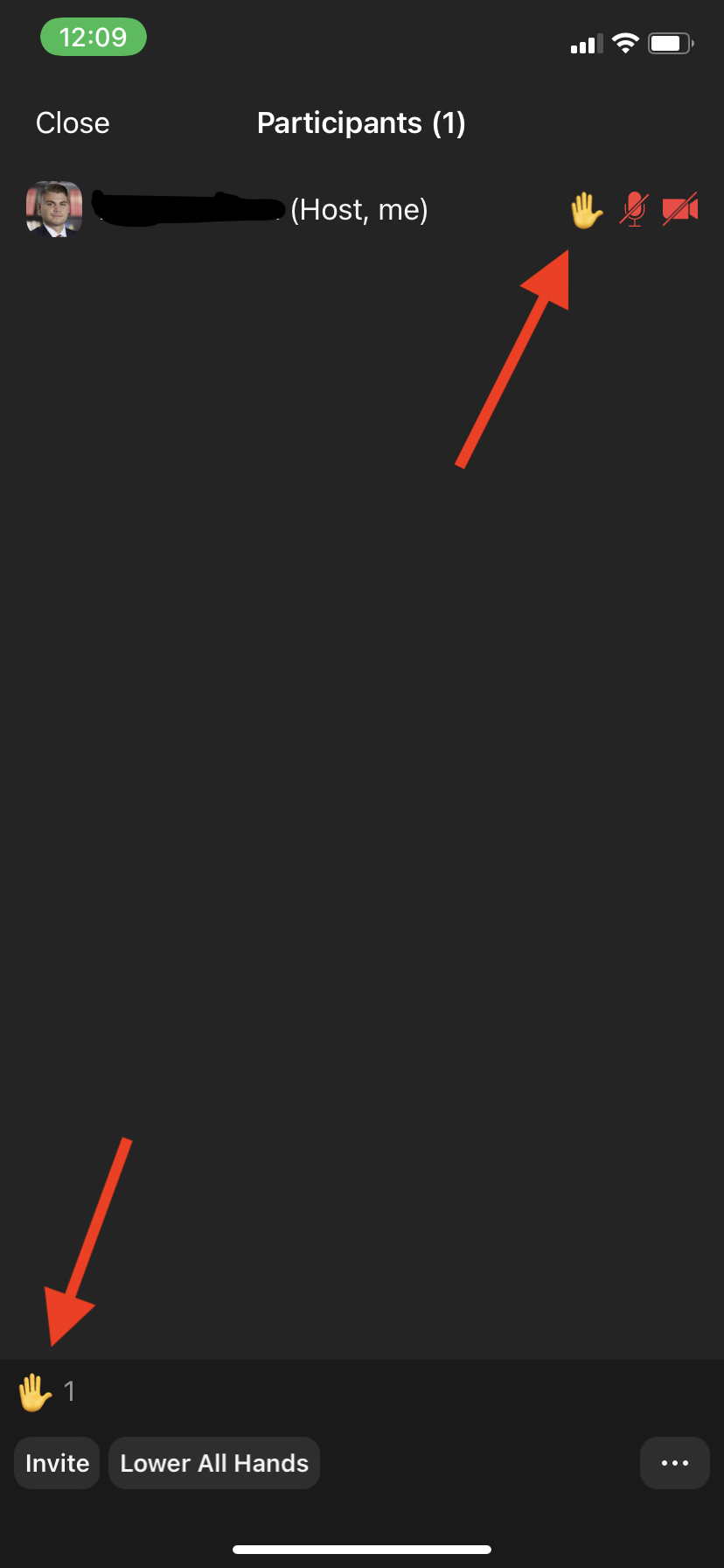 If you click the "Participants" icon in the menu, you will also see your hand raised next to your name & at the bottom of the screen.