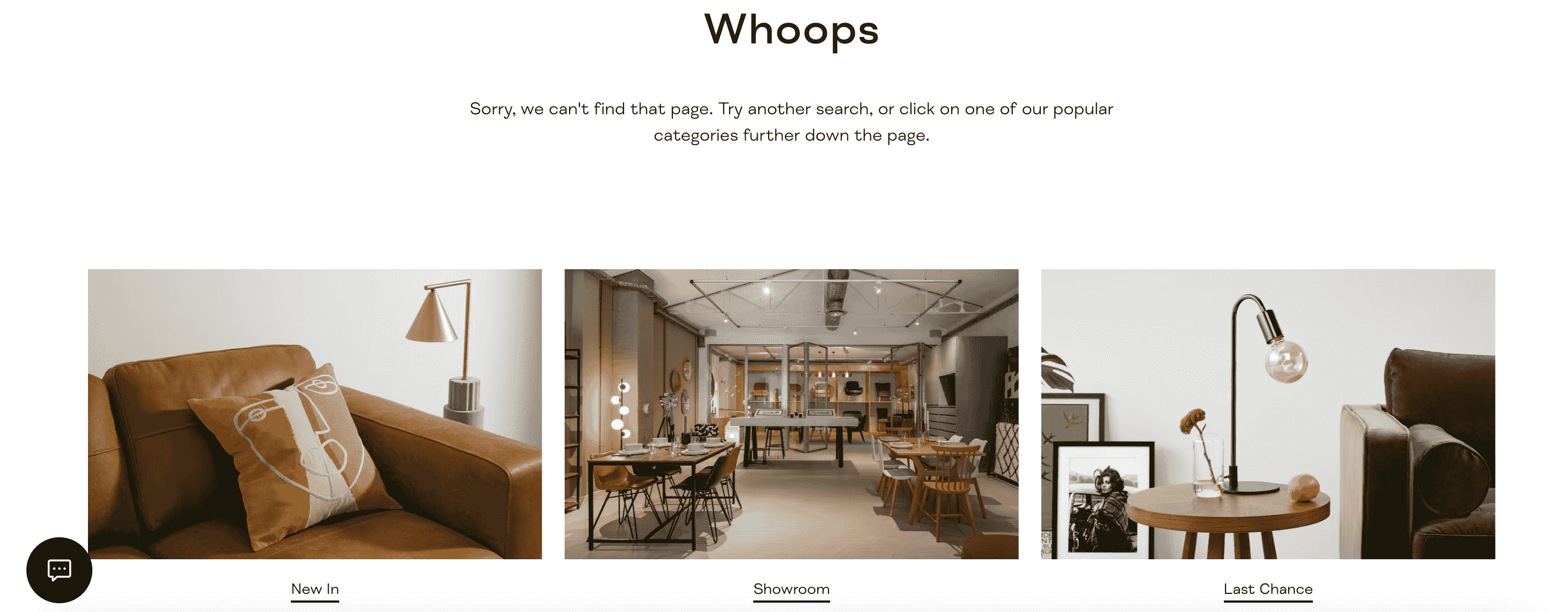 404 page on an e-commerce site 