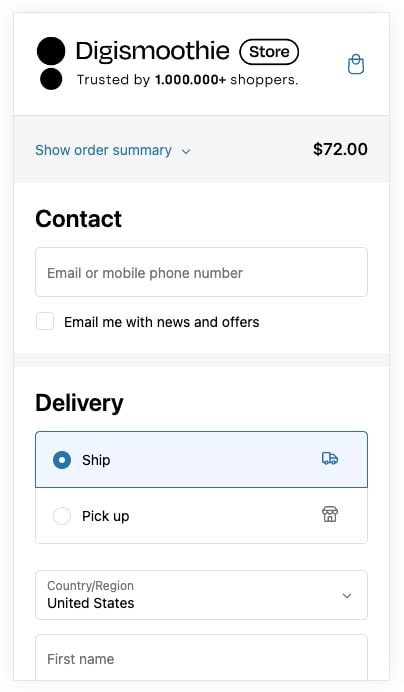 An example of a custom checkout logo including social proof