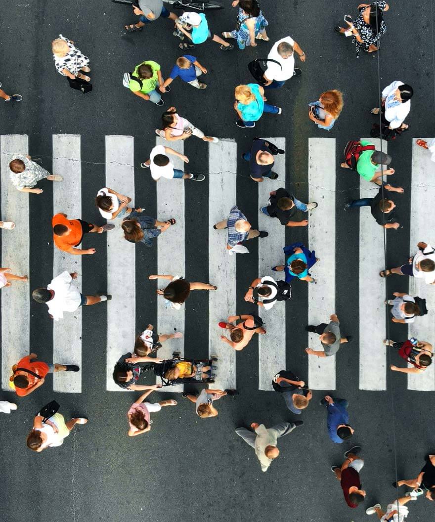 people crossing the street