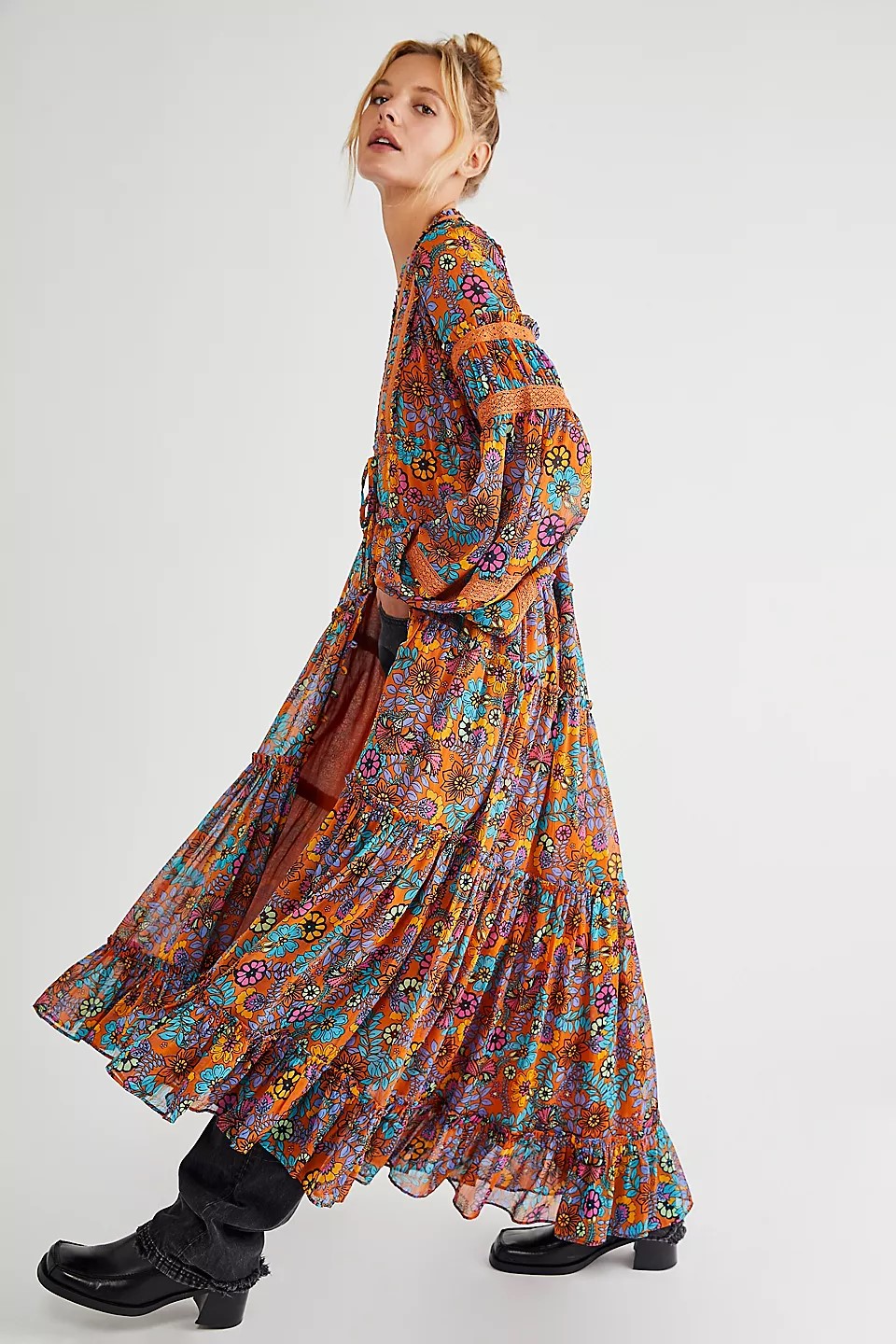 Cultear - Cassis Printed Chiffon Dress 