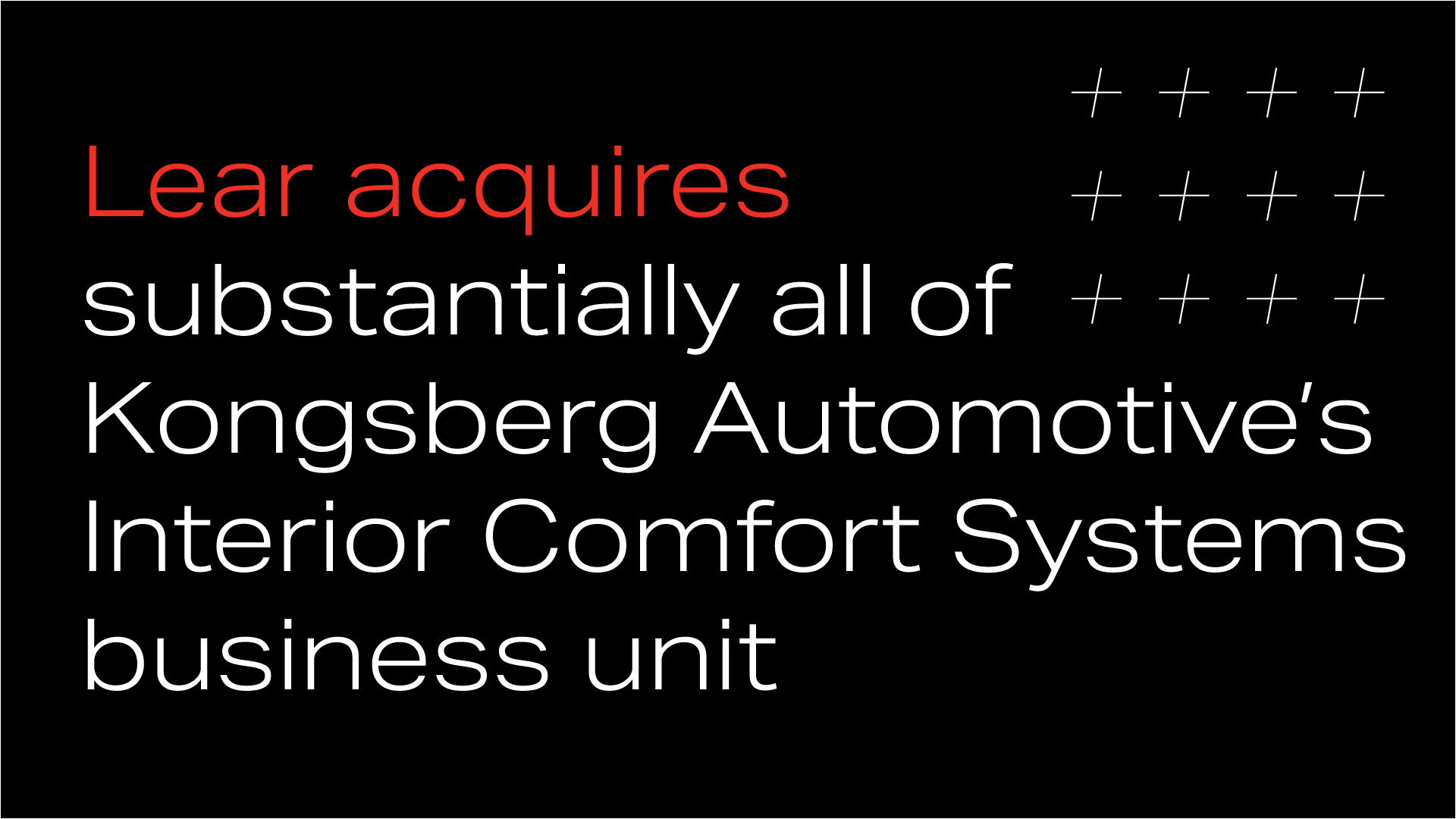 Lear to Acquire Kongsberg Automotive’s Interior Comfort Systems