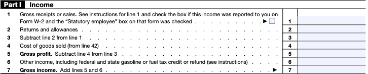 Part I: Income from Schedule C