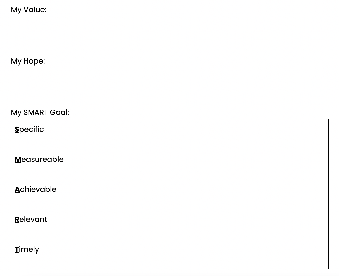 DUOS SMART Goals Framework