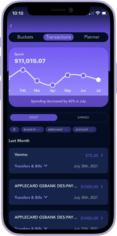 iphone screen of Quo budgeting feature