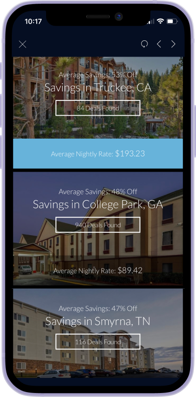 iphone screen of travel deals