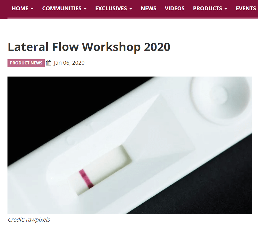 Lateral Flow Technology Workshop May 18-20, 2020