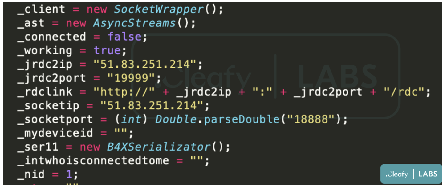 Figure 13 – Address and ports used to communicate with C2