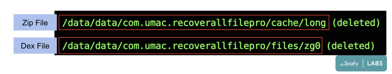 Figure 5 - Deletion of zip and dex files from memory
