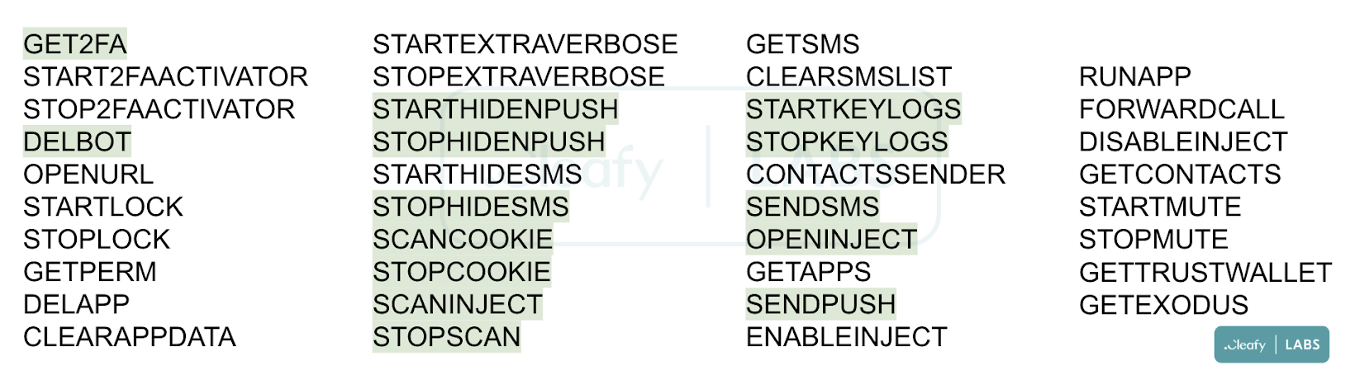 Figure 6 - Commands overlap between Nexus and SOVA.