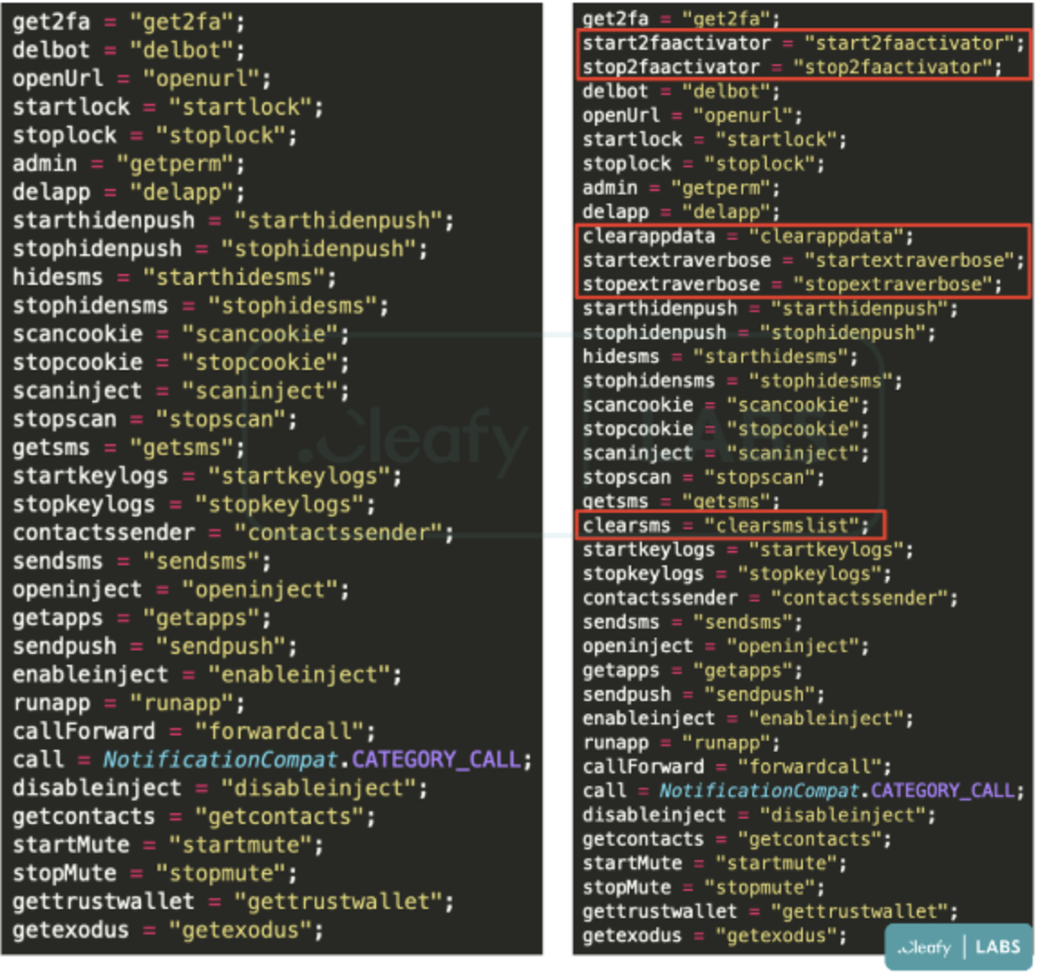 figure 12 - New Nexus commands in recent samples
