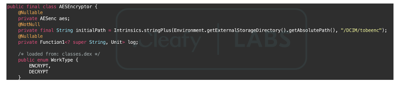 Figure 16 - AES encryption routine (not in use)