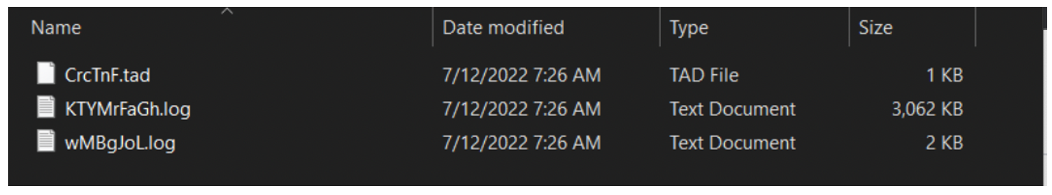 The first file contains a few lines of Powershell that are in charge of executing wMBgJoL.log. 