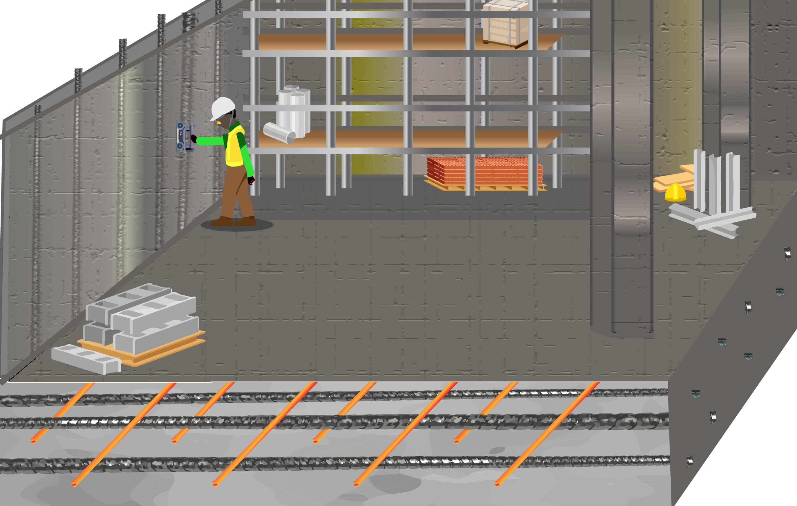 Scan Concrete for Conduits, Rebar, Post Tension Cables, Voids.