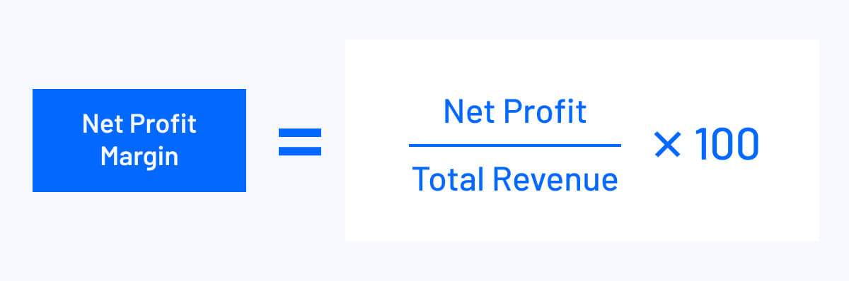 net profit margin equals net profit divided by total revenue times 100