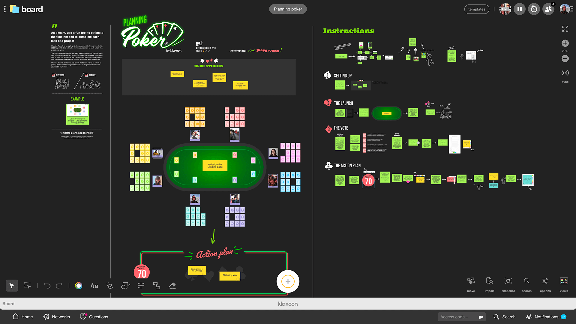 Planning Poker anticipate the team's workload with agility Templates