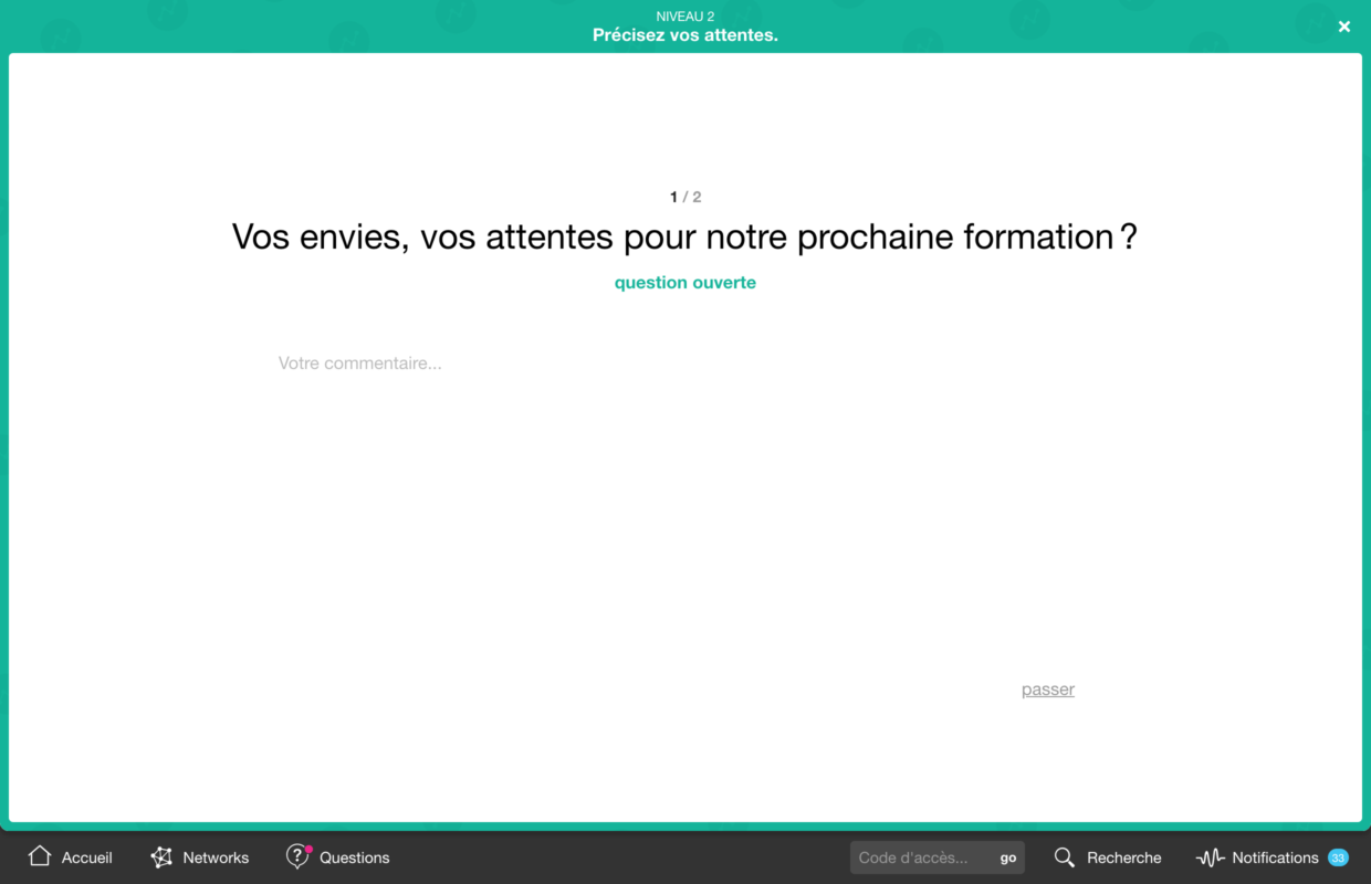 Question ouverte formation avec klaxoon