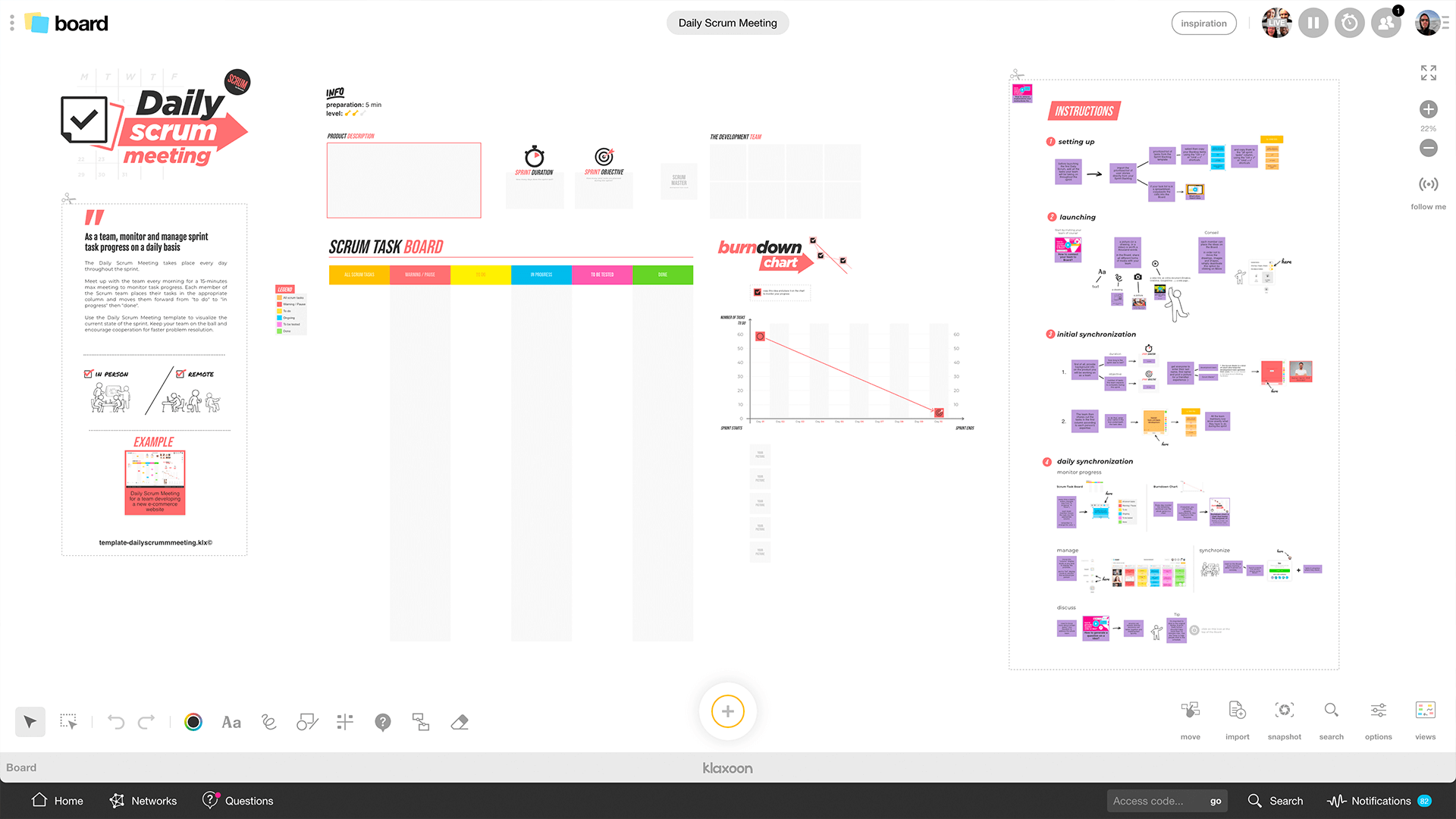 Daily scrum meeting template |Klaxoon