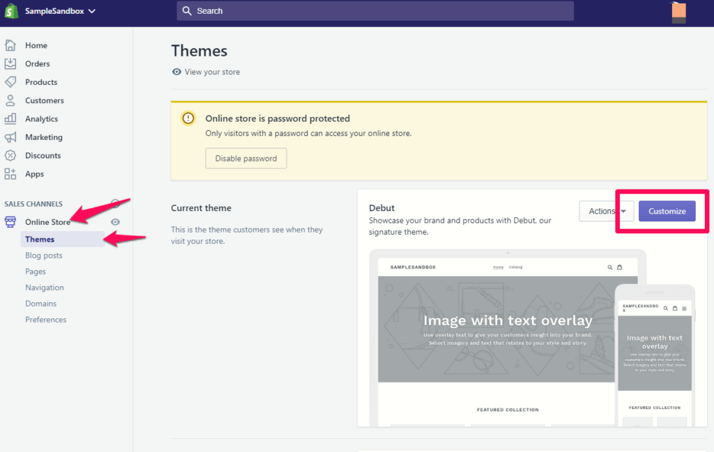 Click on themes