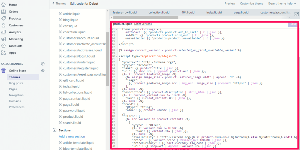 Product template